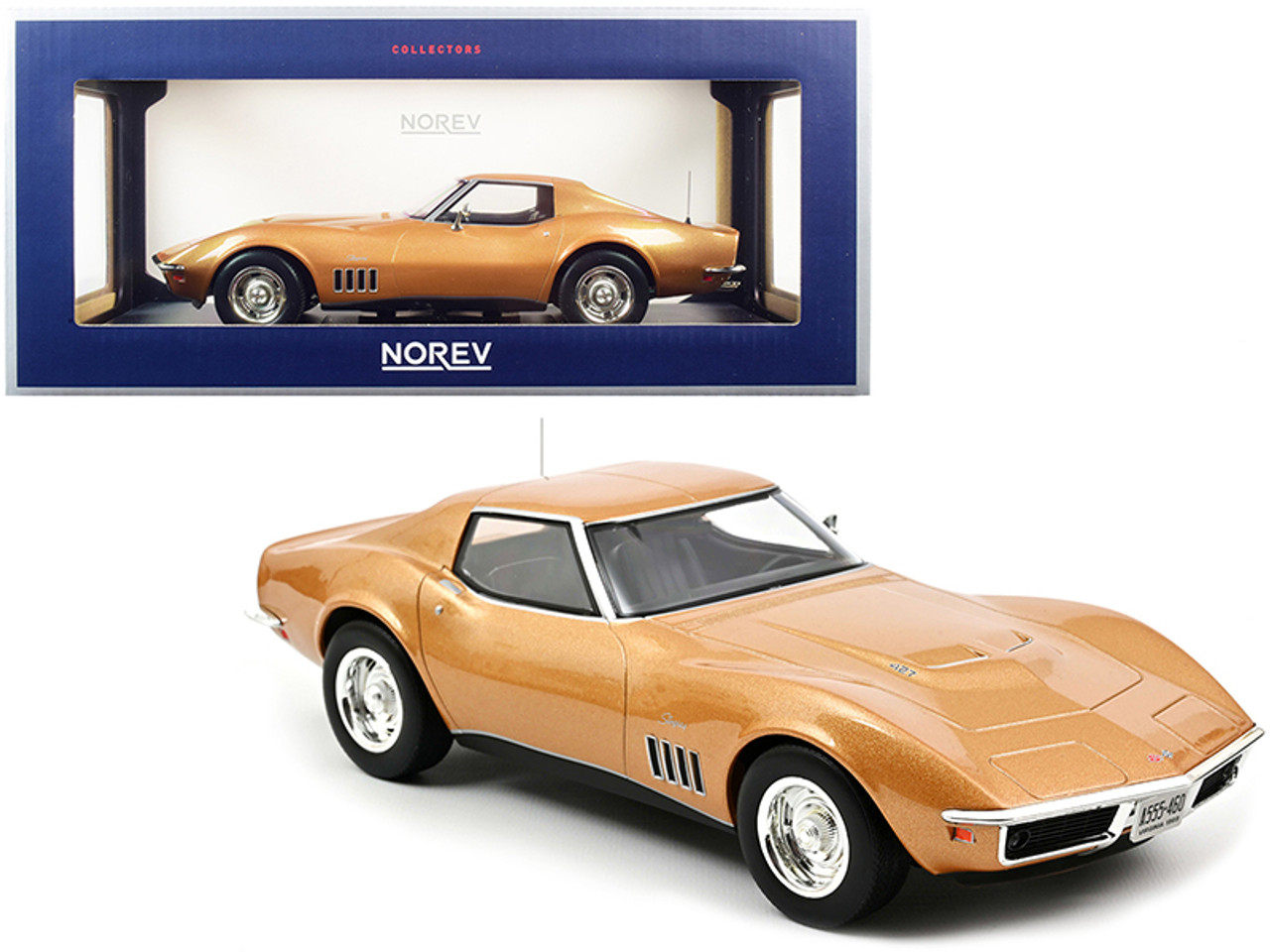 1/18 Norev 1969 Chevrolet Corvette Stingray (Gold Metallic) Diecast Car Model