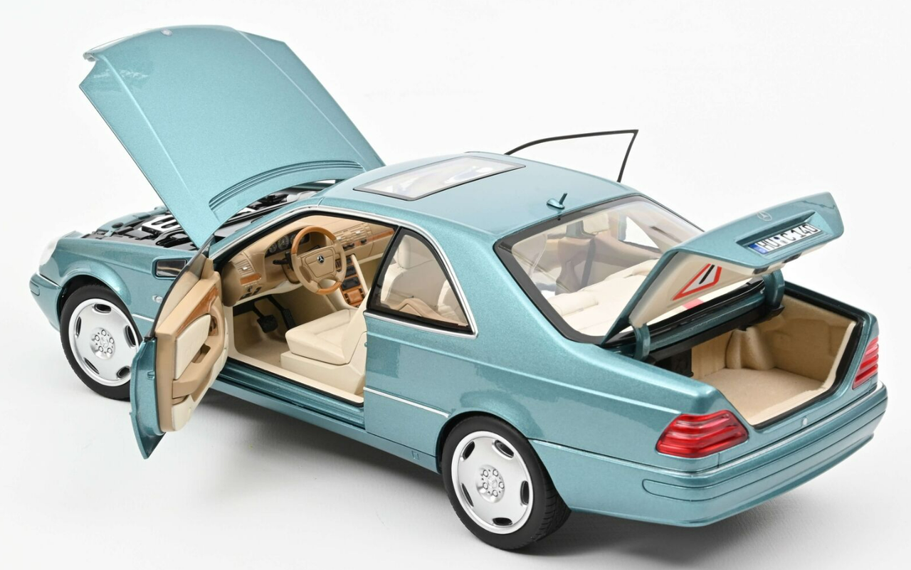 1/18 Norev 1997 Mercedes Benz CL600 Coupe with Sunroof (Light Blue Metallic) Diecast Car Model