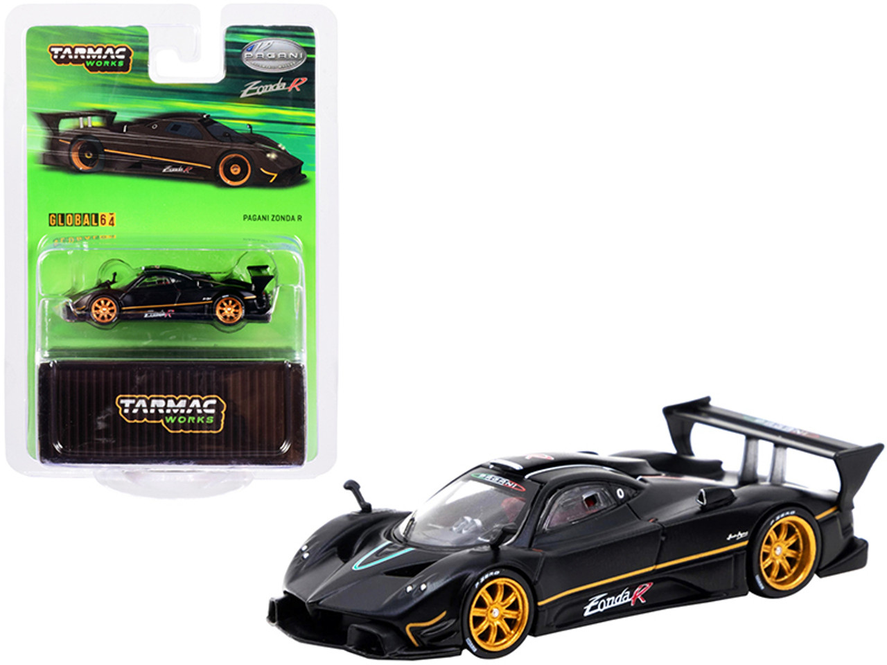 Pagani Zonda R Matt Black 1/64 Diecast Model Car by Tarmac Works