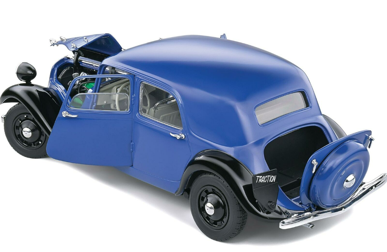 1/18 Solido 1937 Citroen Traction 7 Bio-Ton (Bleu Fonce Noir Blue) Diecast Car Model