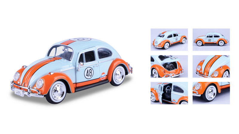 1/24 Motormax 1966 Volkswagen Beetle Gulf (Light Blue) #48 Diecast