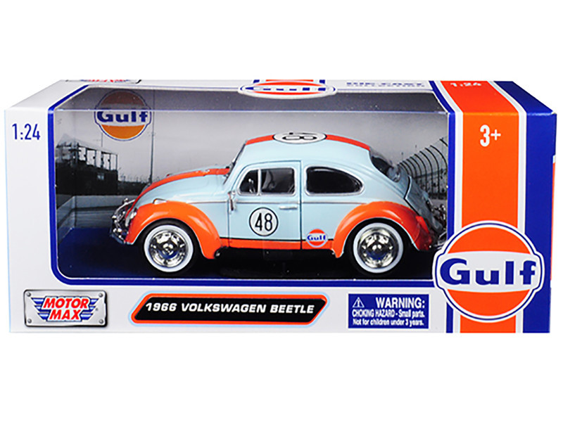 1/24 Motormax 1966 Volkswagen Beetle Gulf (Light Blue) #48 Diecast