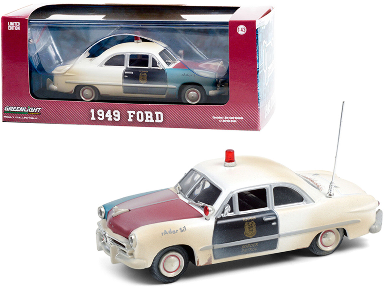 1949 Ford Police Car (Weathered Version) "Tijuana Border Patrol" (Mexico) 1/43 Diecast Model Car by Greenlight
