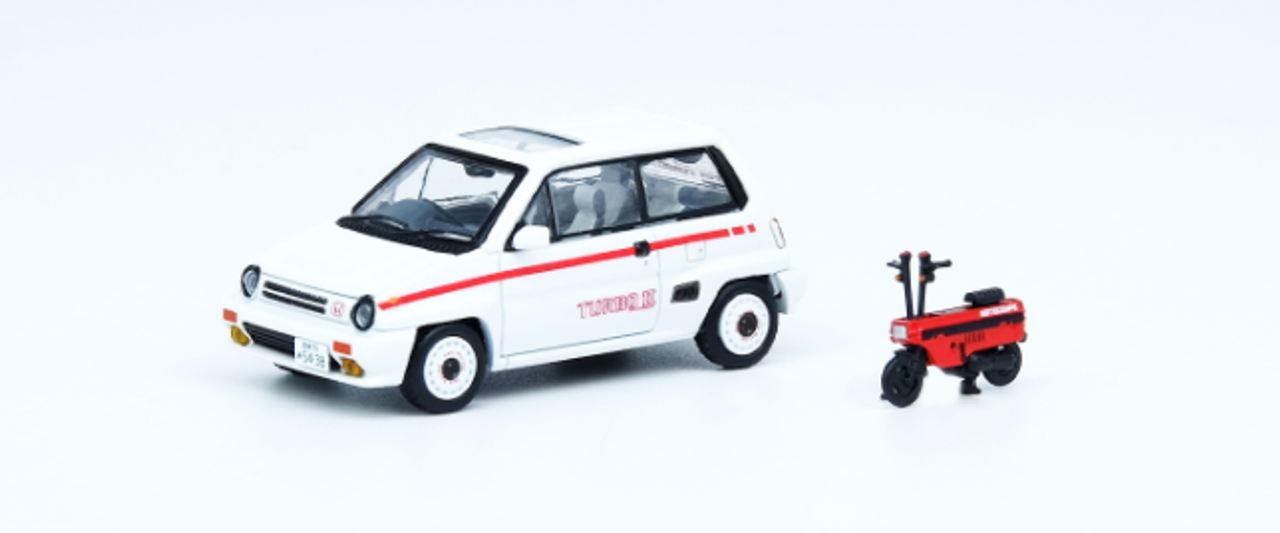 INNO64 Honda CITY TURBO II Modified Version White With Red MOTOCOMPO Diecast Car Model