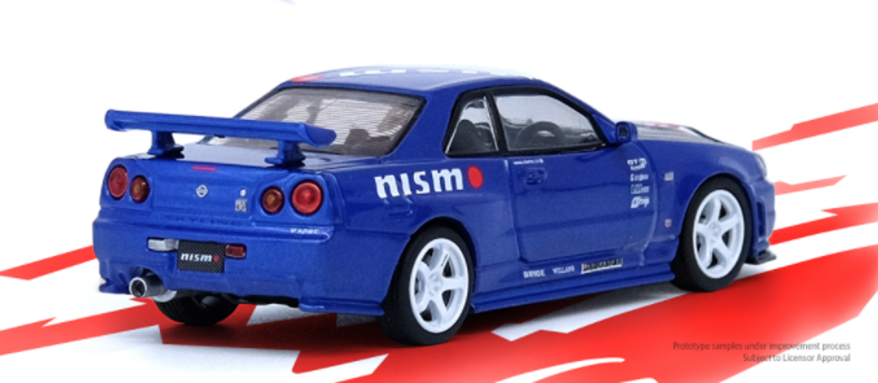Mini GT 1:64 Nissan Skyline GT-R (R34) V-Spec Alloy Model Car Gulf Blue  #341 RHD 