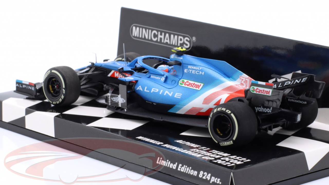 1/43 Minichamps 2021 Formula 1 Esteban Ocon Alpine A521 #31 Winner Hungarian GP Car Model Limited 824 Pieces