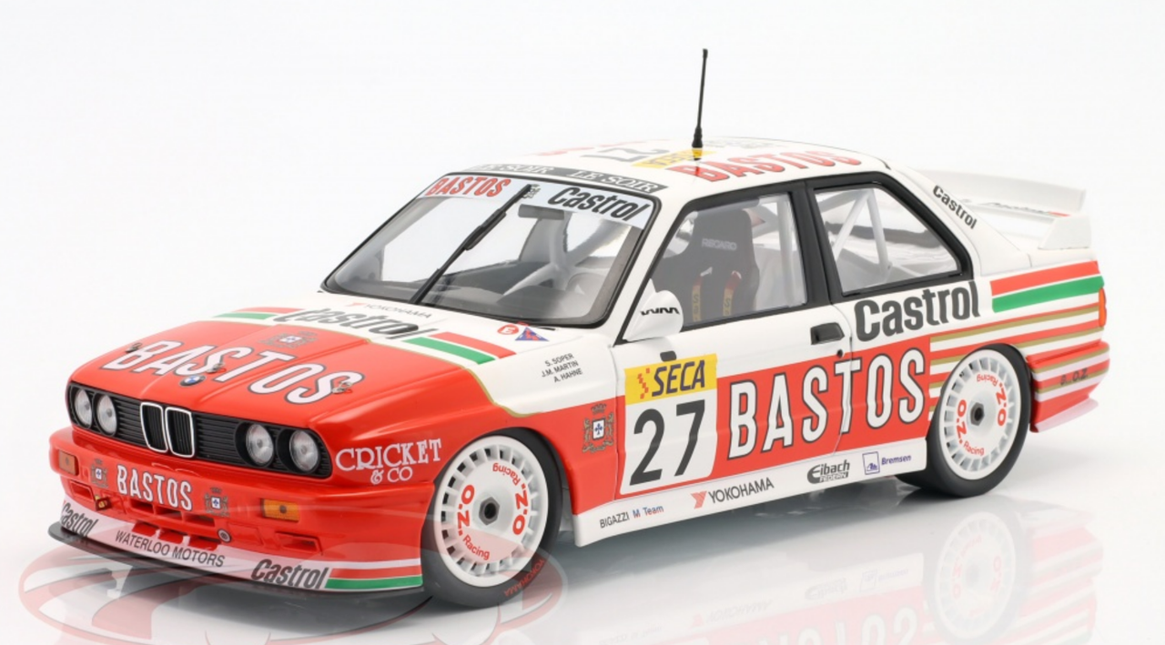 1/18 Minichamps 1990 BMW M3 Sport Evo #27 4th 24h Spa Bigazzi Team Steve Soper, Armin Hahne, Jean-Michel Martin Car Model