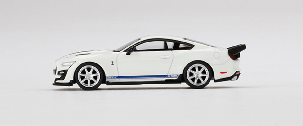 Ford Mustang Shelby GT500 Dragon Snake Concept Oxford White with Blue Stripes and Graphics Limited Edition to 4200 pieces Worldwide 1/64 Diecast Model Car by True Scale Miniatures