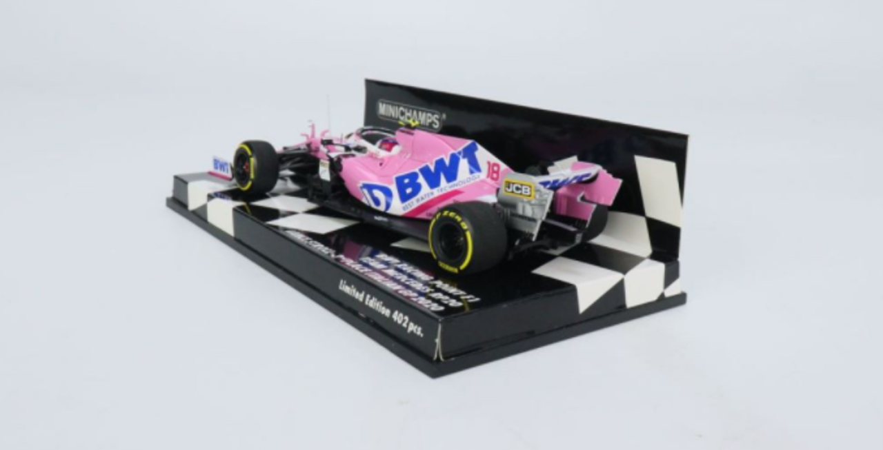 1/43 Minichamps BWT Racing Point F1 Mercedes RP20- Lance Stroll 3rd Place Italian GP 2020 Resin Car Model