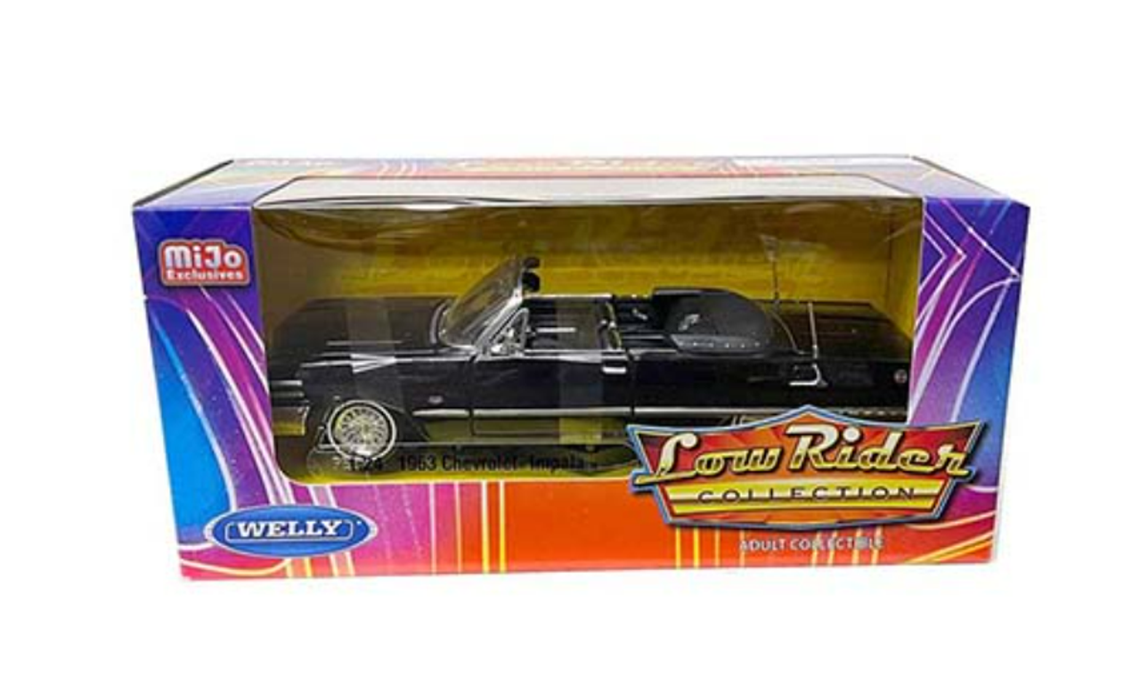 1/24 Welly 1963 Chevrolet Chevy Impala SS Convertible Low Rider (Black) Diecast Car Model