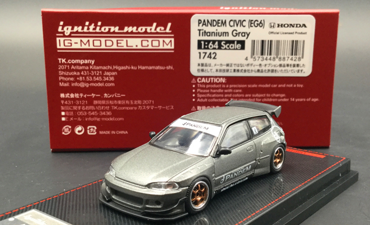  1/64 Ignition Model Pandem Honda civic EG6 Grey Diecast Car Model