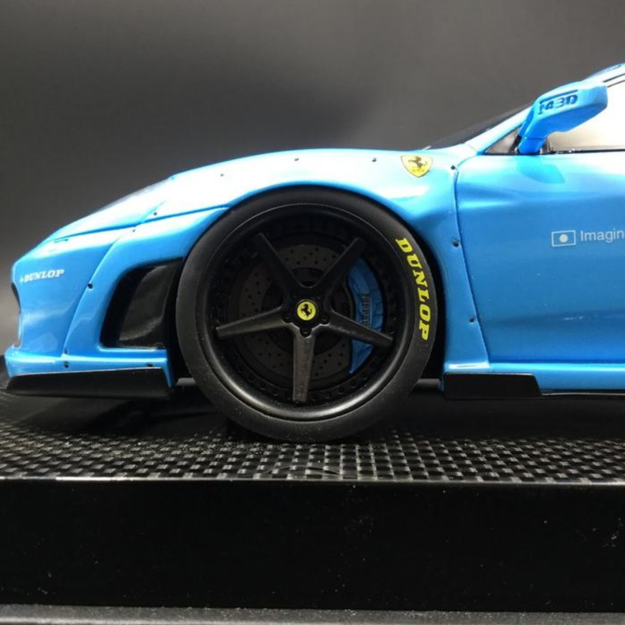 1/18 JUC Ferrari F430 LB Works (Baby Blue) Resin Car Model with Kato San Figure Limited 12 Pieces