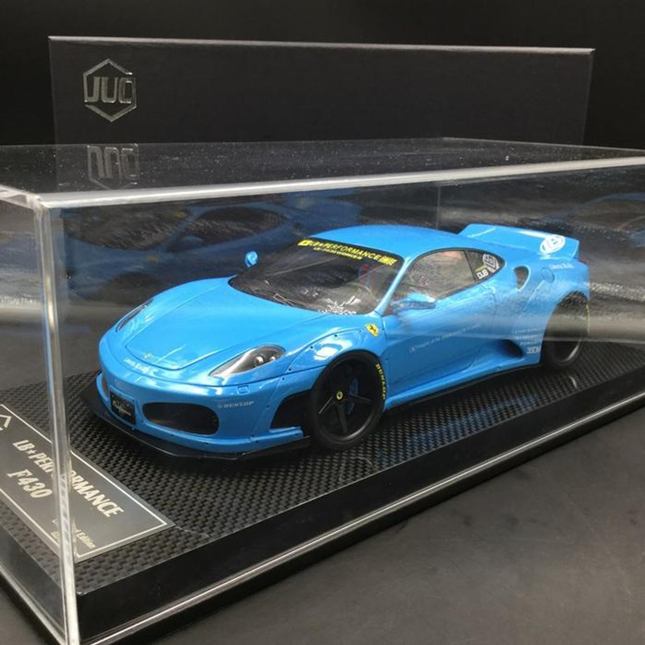 1/18 JUC Ferrari F430 LB Works (Baby Blue) Resin Car Model with Kato San Figure Limited 12 Pieces