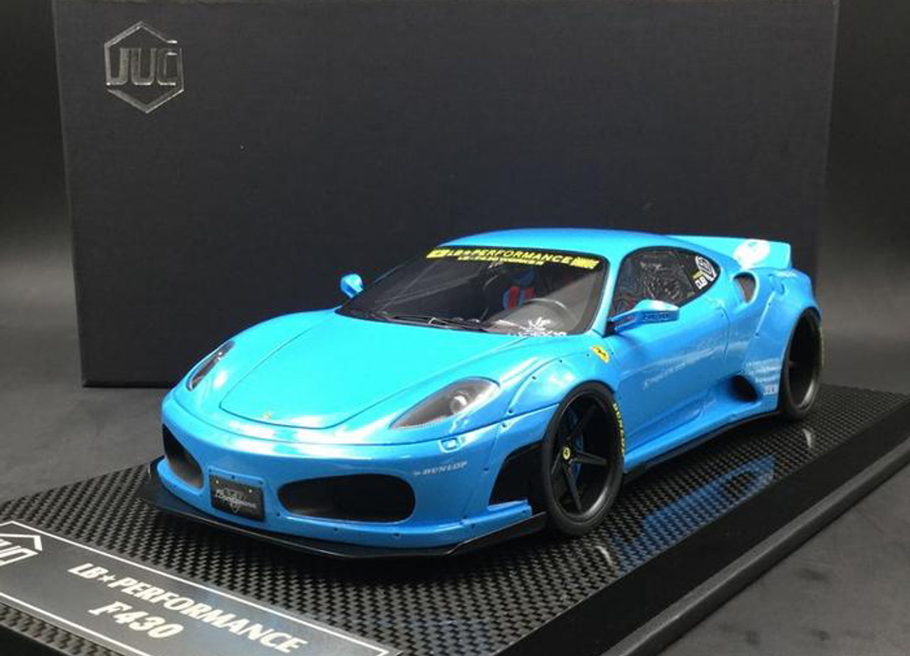 1/18 JUC Ferrari F430 LB Works (Baby Blue) Resin Car Model with Kato San Figure Limited 12 Pieces