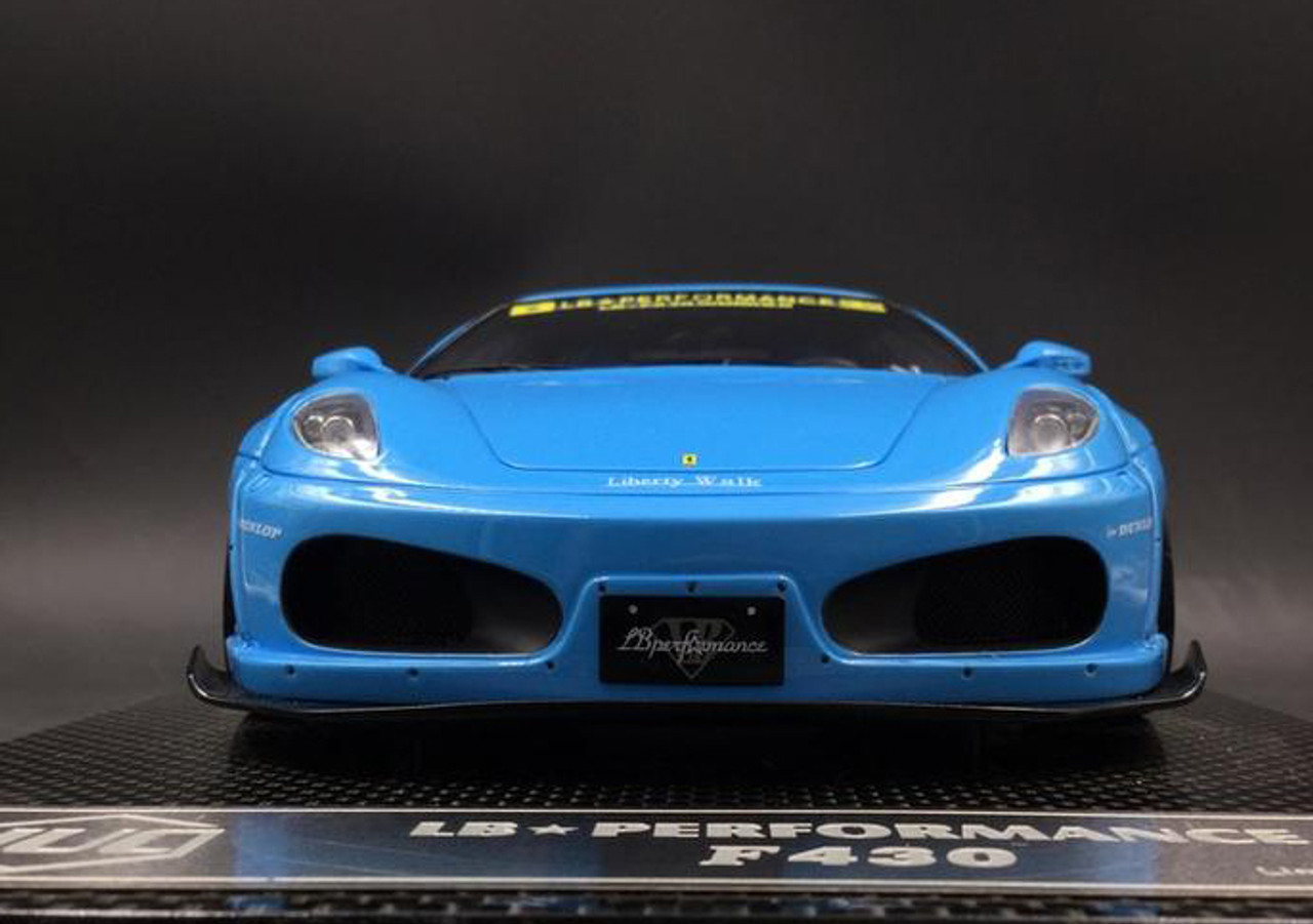 1/18 JUC Ferrari F430 LB Works (Baby Blue) Resin Car Model with Kato San Figure Limited 12 Pieces