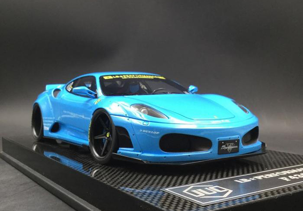 1/18 JUC Ferrari F430 LB Works (Baby Blue) Resin Car Model with Kato San Figure Limited 12 Pieces