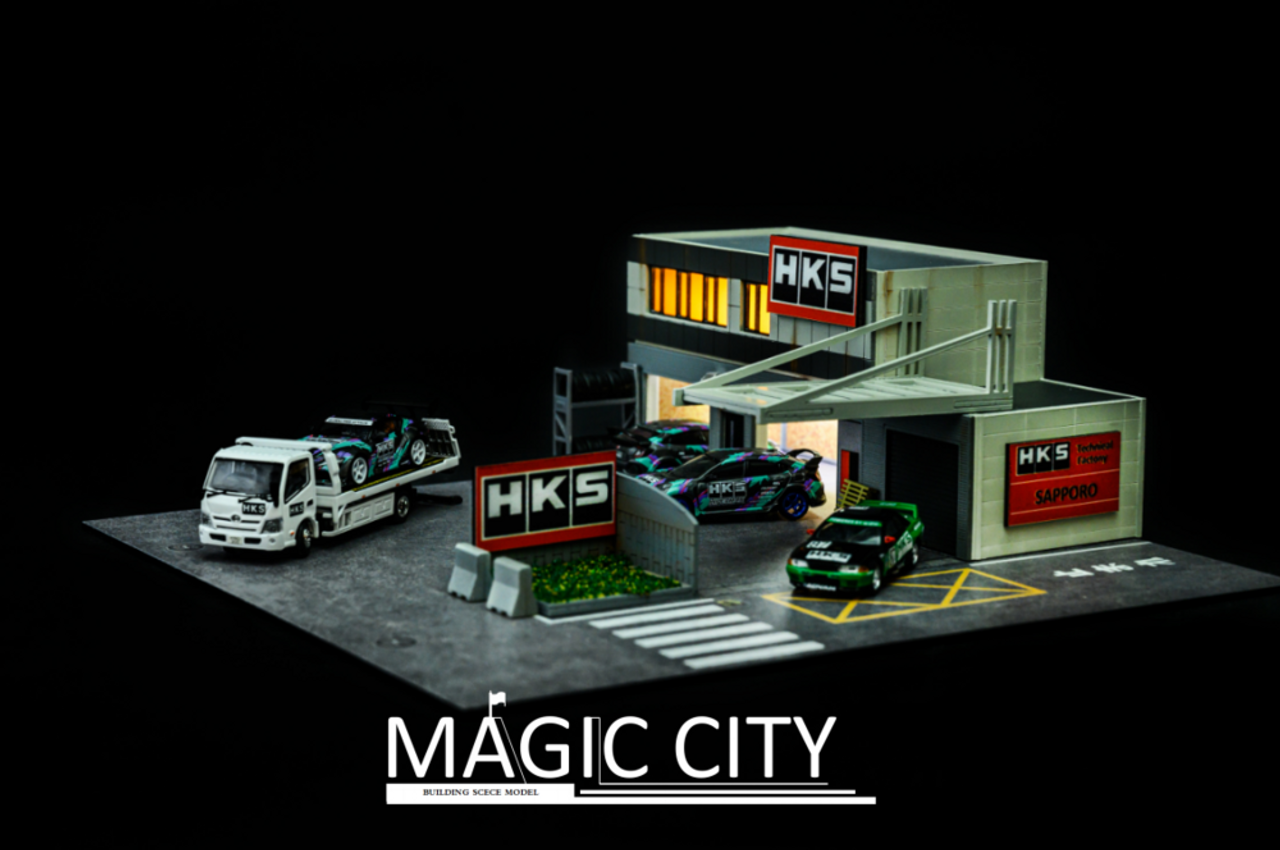 1/64 Magic City Japan Sapporo HKS factory Version B Diorama (car models NOT included)