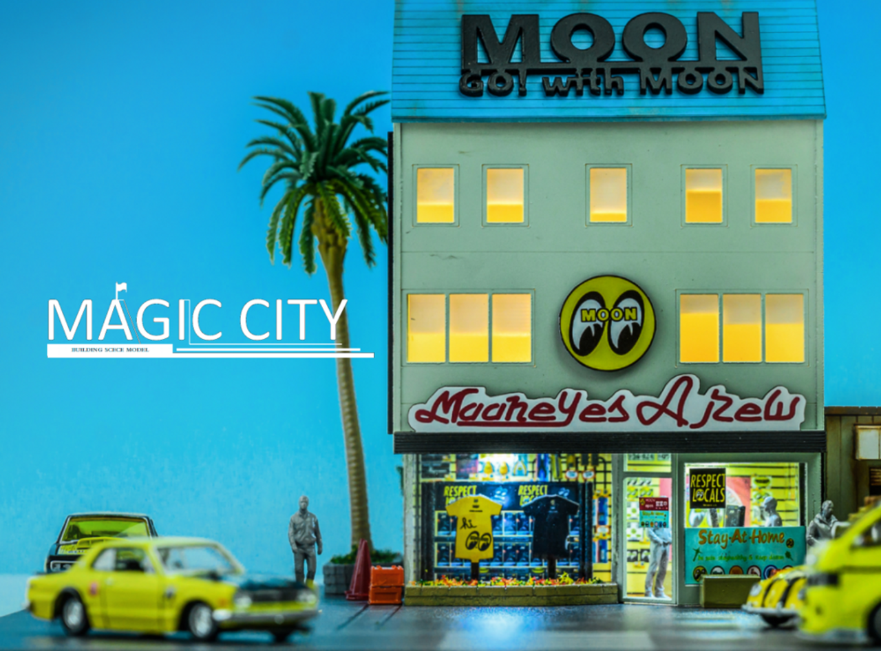 1/64 Magic City Japanese Street View Mooneyes Shop & Garage Diorama (car models NOT included)