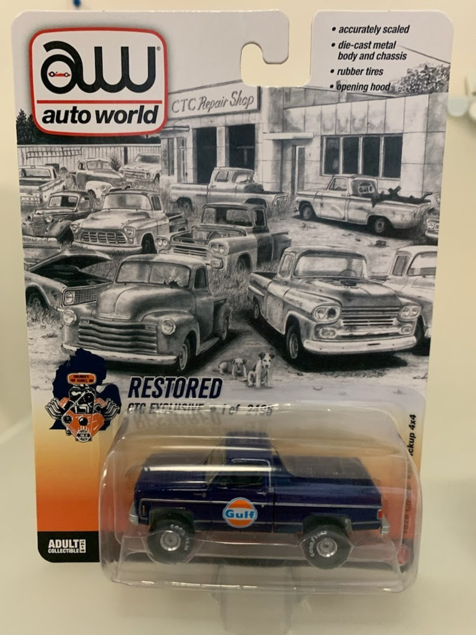 1/64 Auto World 1978 Chevrolet Chevy K10 Gulf Pickup 4x4 Diecast Car Model