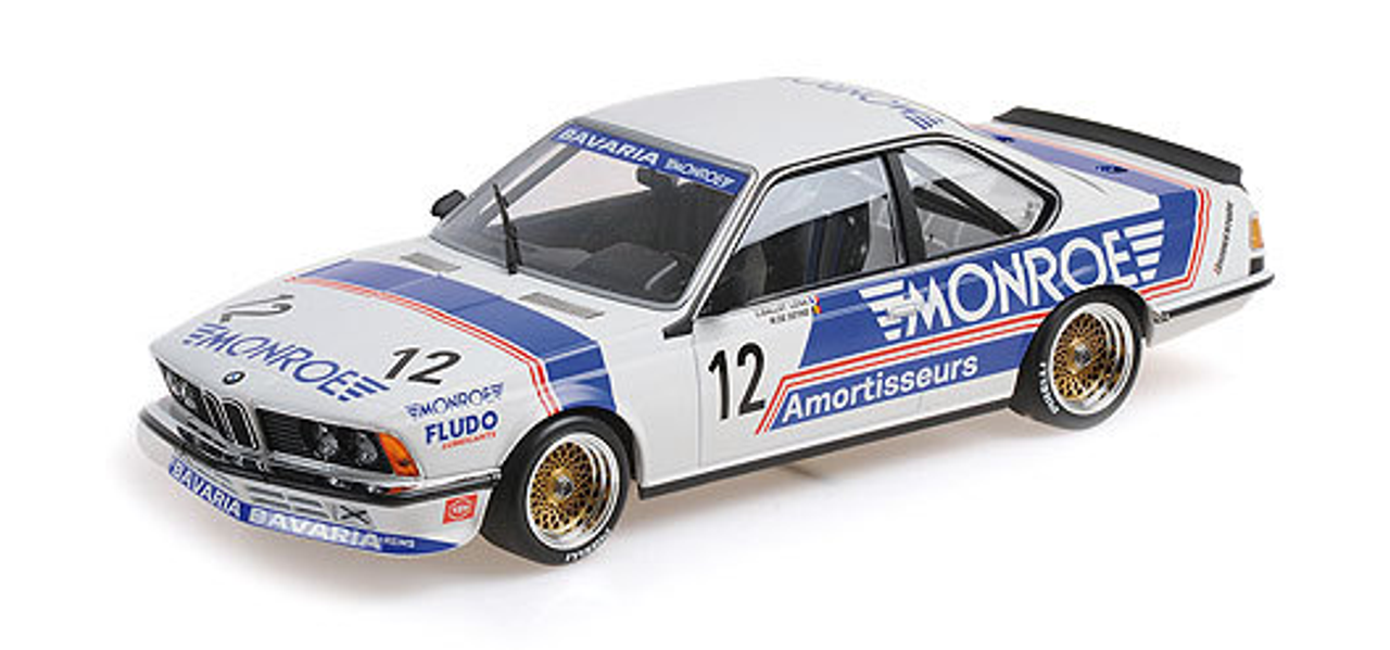 1/18 Minichamps 1985 BMW 635 CSi #12 500km Monza Bavaria Monroe Racing Michele de Deyne, Claude Ballot-Léna Car Model