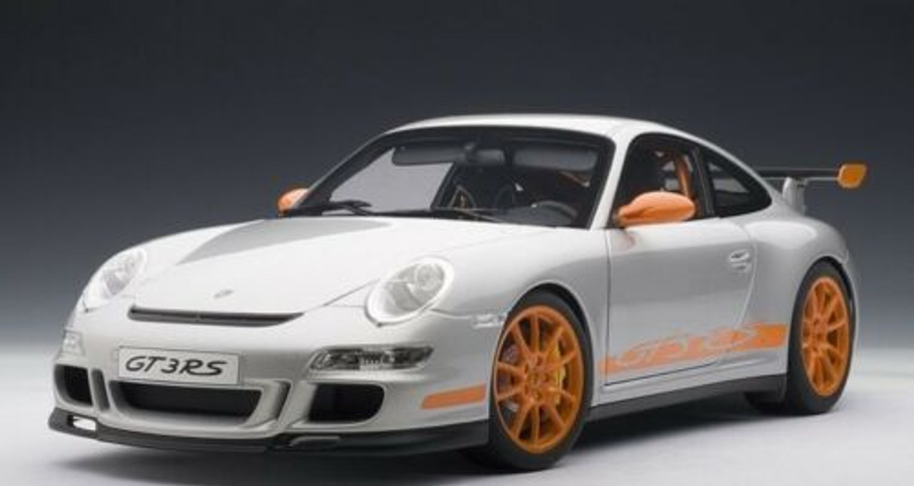 1/12 AUTOart PORSCHE 911 (997) GT3 RS - Silver with Orange Stripes Diecast Car Model 