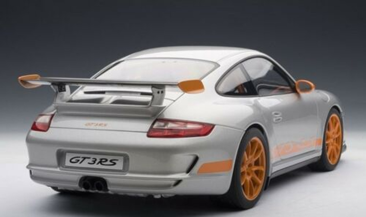 1/12 AUTOart PORSCHE 911 (997) GT3 RS - Silver with Orange Stripes Diecast  Car Model