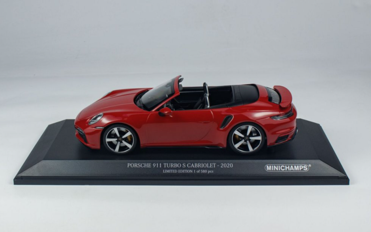 1/18 Minichamps 2020 Porsche 911 (992) Turbo S Cabriolet (Red) Diecast Car Model 1/18 Minichamps 2020 Porsche 911 (992) Turbo S Cabriolet (Red) Diecast Car Model