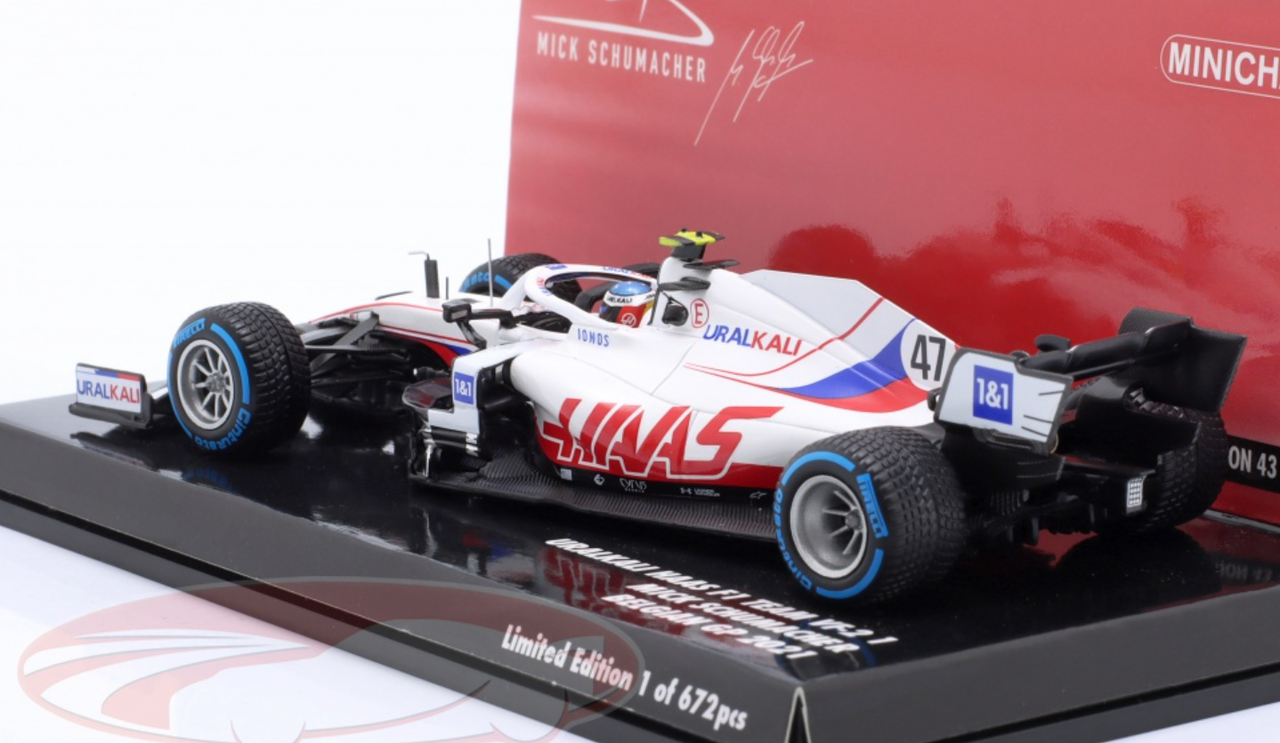 1/43 Minichamps 2021 Formula 1 Mick Schumacher Haas VF-21 #47 Belgian GP Car Model
