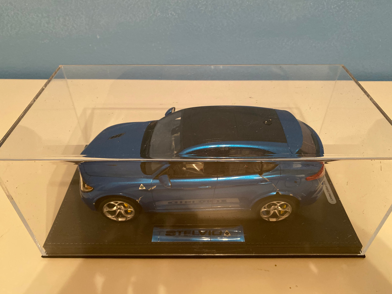 Damaged & Repaired AS-IS 1/18 BBR Alfa Romeo Stelvio Quadrifoglio (Blue Blu Misano) Limited Resin Car Model