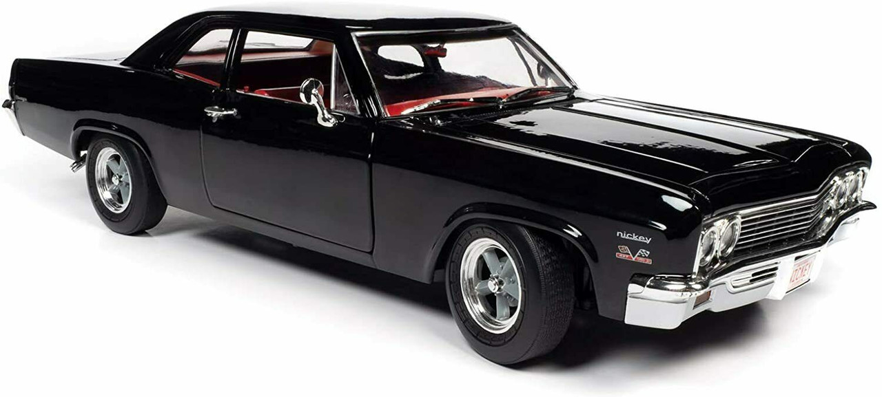 1/18 Auto World 1966 Chevrolet Chevy Biscayne 2-Door Coupe Nickey (Black) - American Muscle 30th Anniversary Diecast Car Model