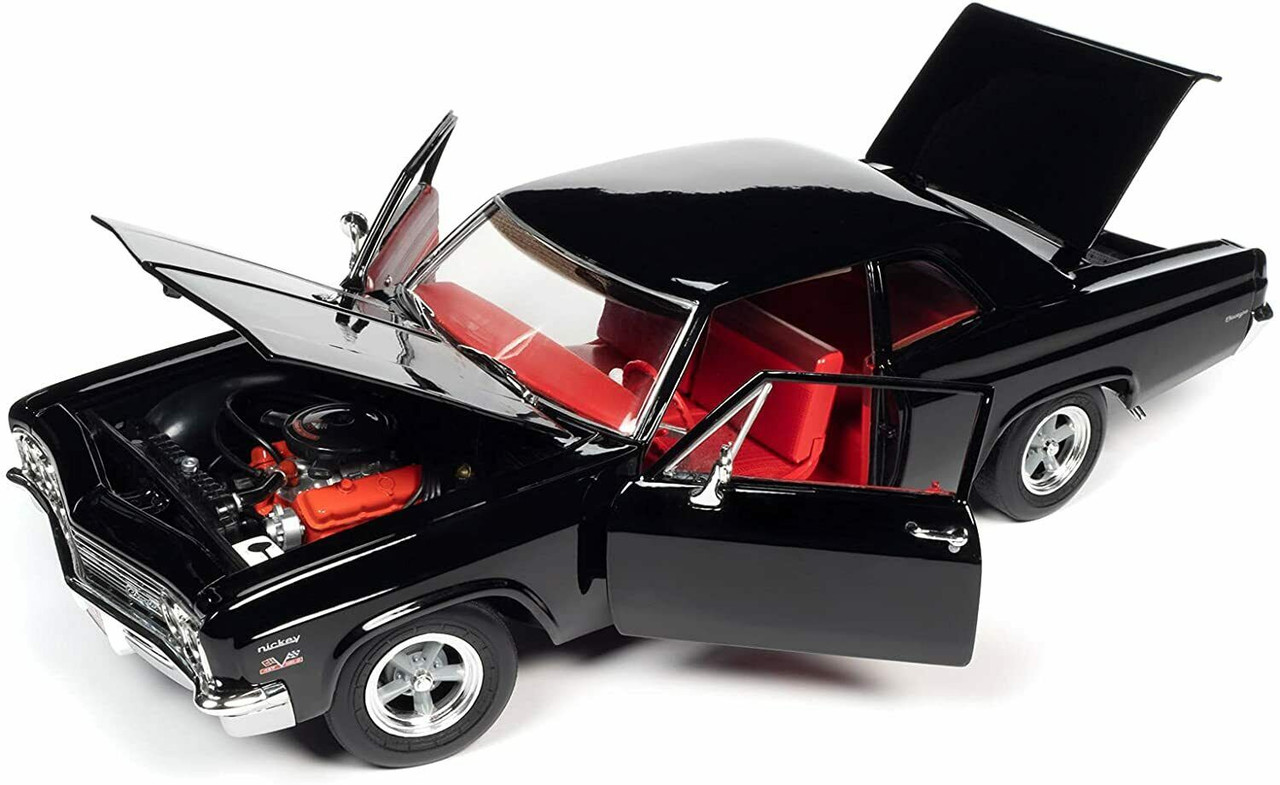 1/18 Auto World 1966 Chevrolet Chevy Biscayne 2-Door Coupe Nickey (Black) - American Muscle 30th Anniversary Diecast Car Model