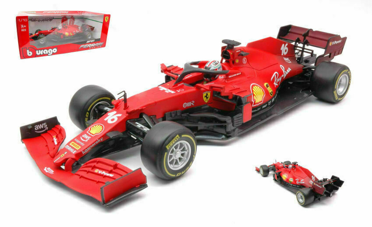 1/18 BBurago Ferrari Racing SF21 Charles Leclerc #16 Car Model