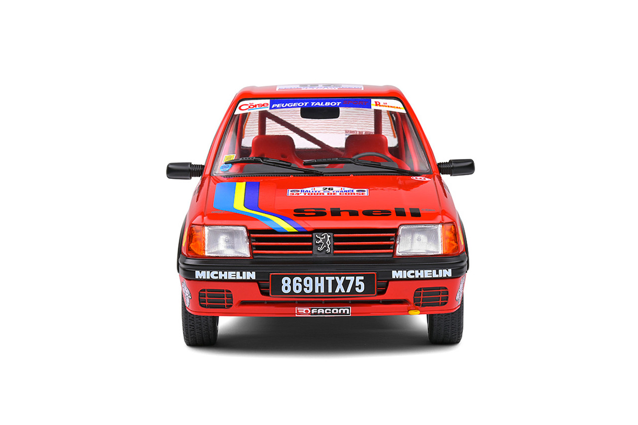 1/18 Solido 1990 Peugeot 205 Rallye #26 Rallye Tour de Corse Henri Devin, Françoise Devin-Viste Diecast Car Model