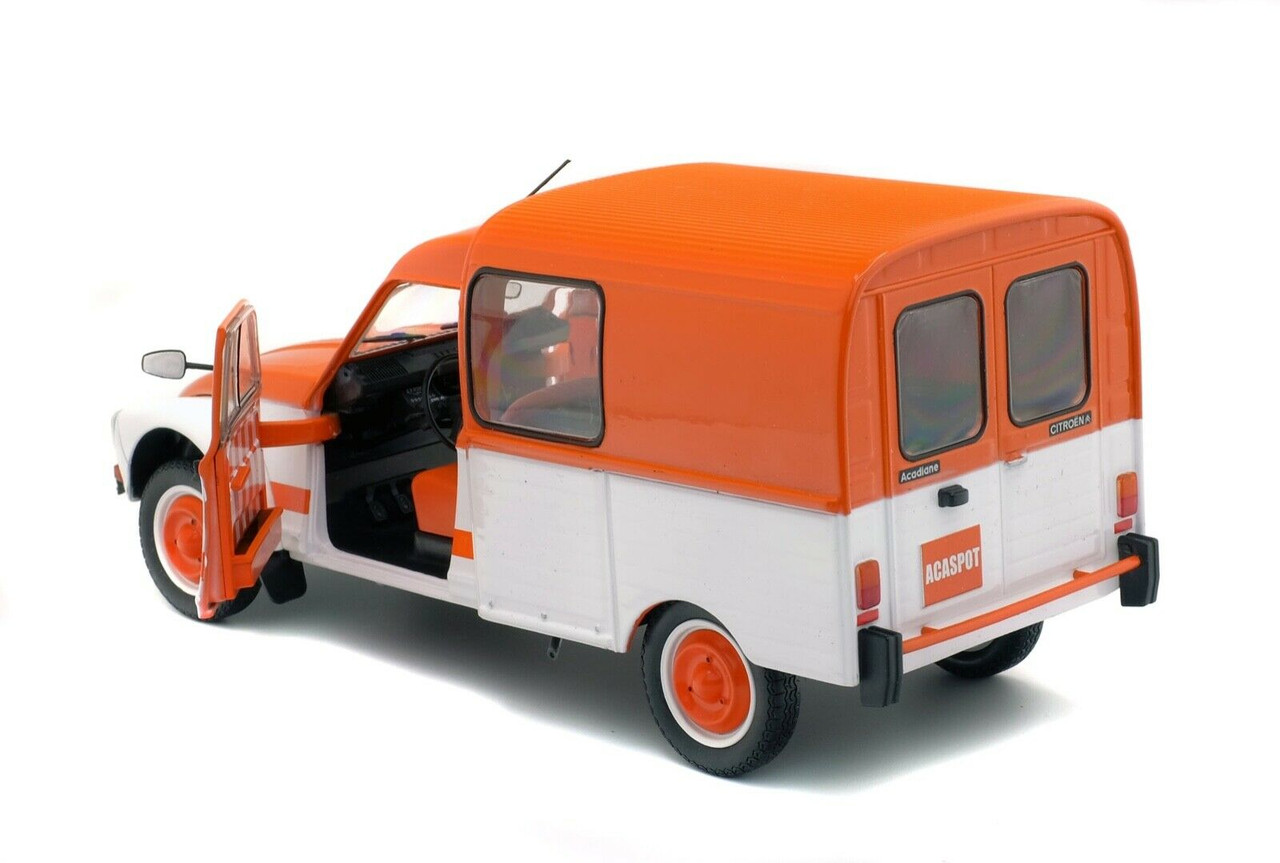  1/18 Solido 1984 Citroen Acadiane Acaspot (White & Orange) Diecast Car Model