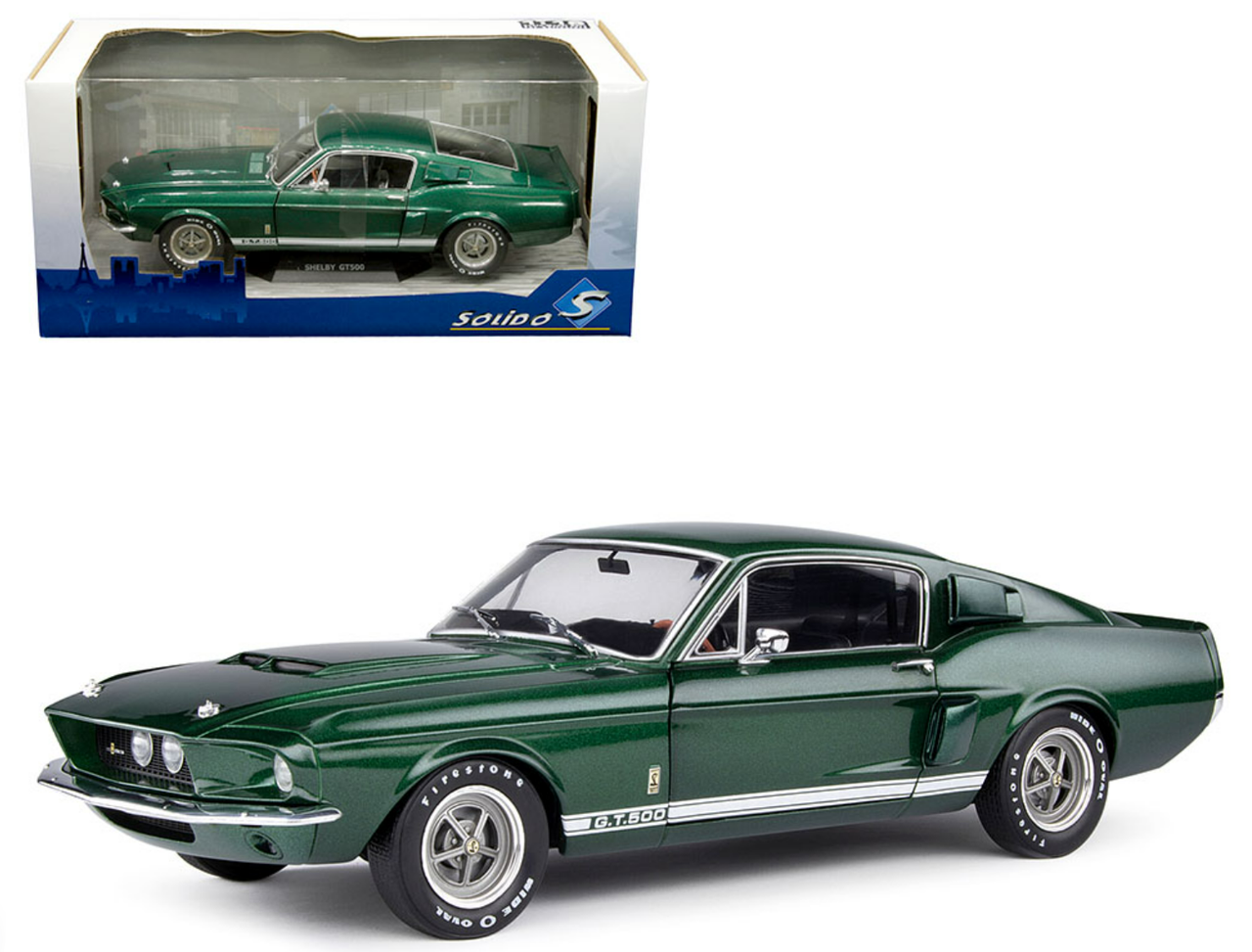 1:18 1967 Shelby Mustang GT500 White/Blue Stripes Solido Ford 