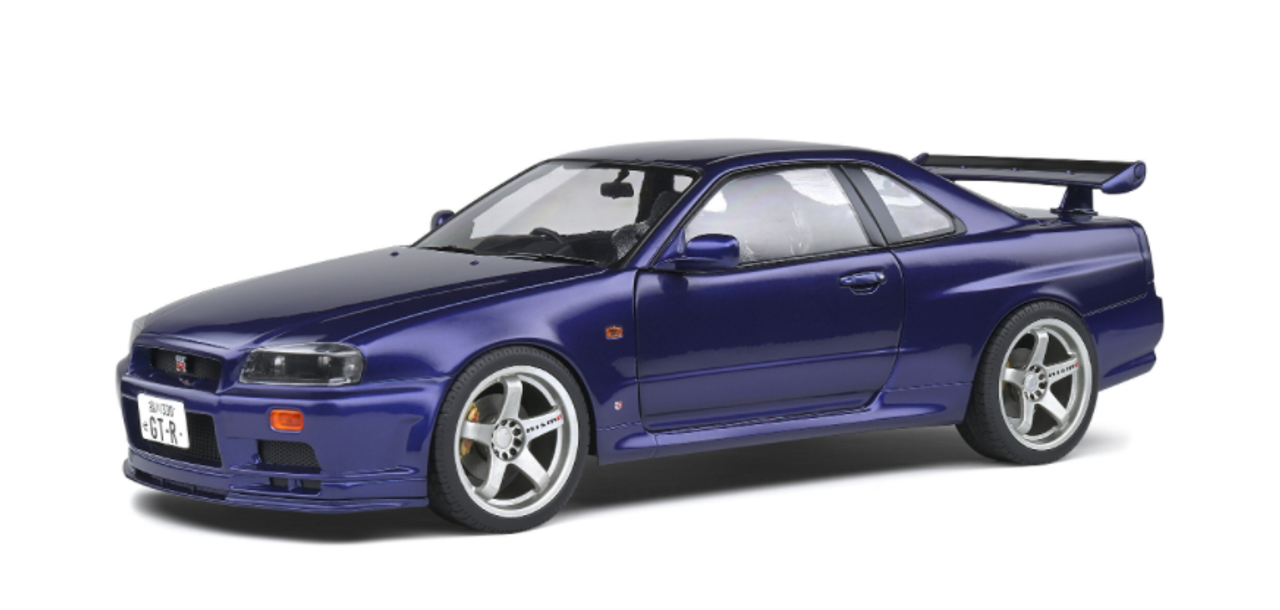 1/18 Solido 1999 Nissan Skyline GT-R (R34) RHD (Right Hand Drive) Midnight Purple Metallic Diecast Car Model