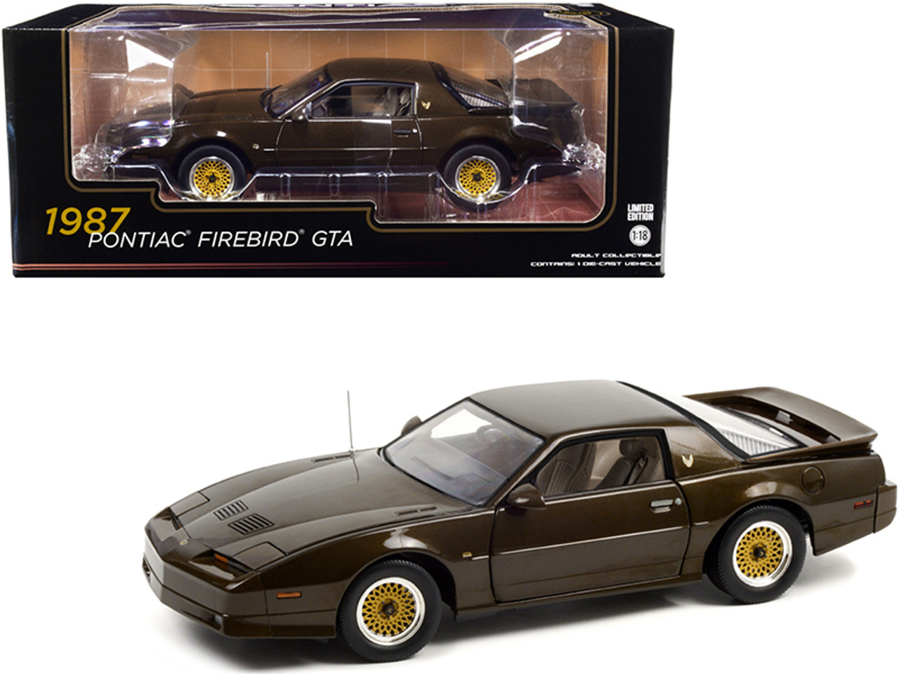 1987 Pontiac Firebird Trans Am Gran Turismo Americano (GTA) Midnight Russet Brown Metallic 1/18 Diecast Model Car by Greenlight