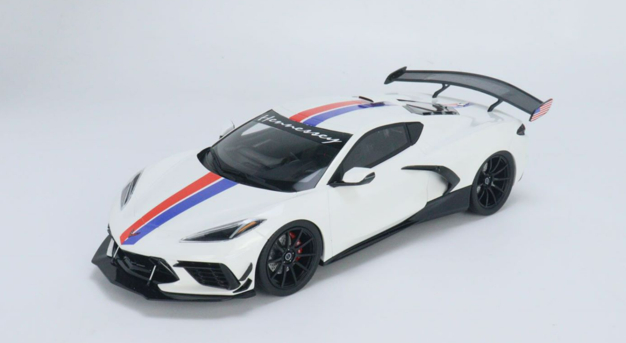 1/18 GT Spirit Chevrolet Corvette C8 (Arctic White with Red and Blue  Stripes) 