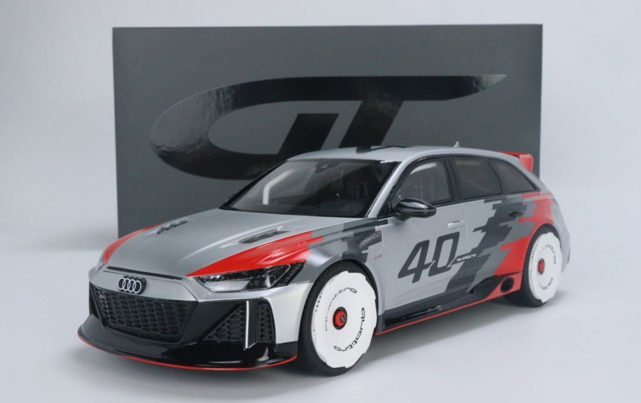 2020 Audi RS 6 GTO Concept #40 Gray Metallic with Graphics "40 Years of Quattro" 1/18 Model Car by GT Spirit
