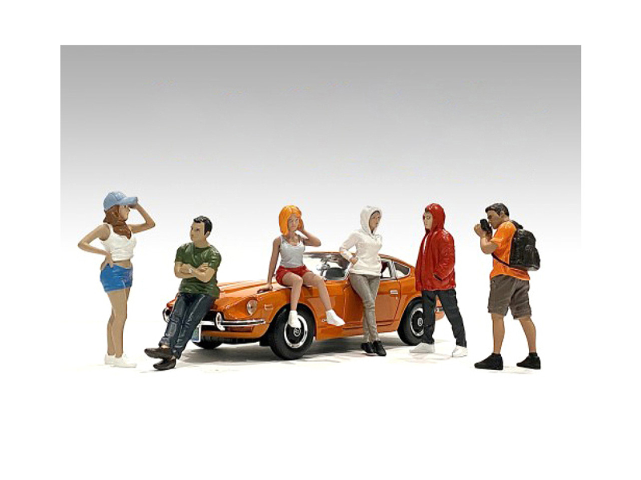 "Car Meet 2" 6 piece Figurine Set for 1/24 Scale Models by American Diorama