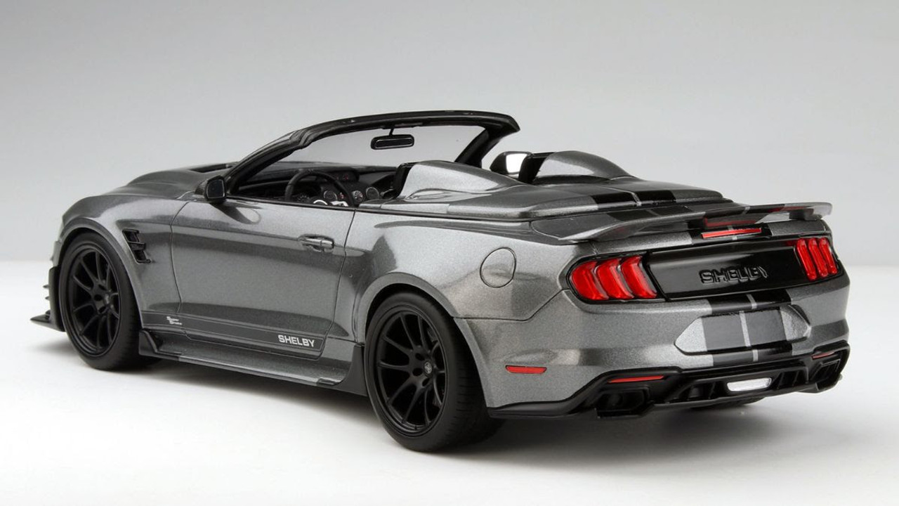 1/18 GT Spirit 2021 Ford Mustang Shelby Super Snake Speedster Convertible Carbonized Gray Metallic with Black Stripes Resin Car Model