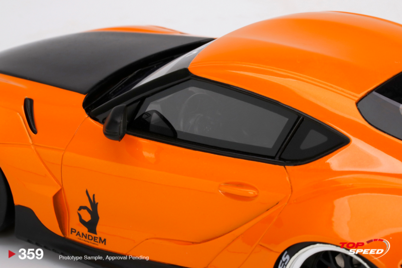 Toyota Pandem GR Supra V1.0 Orange with Black Hood 1/18 Model Car 