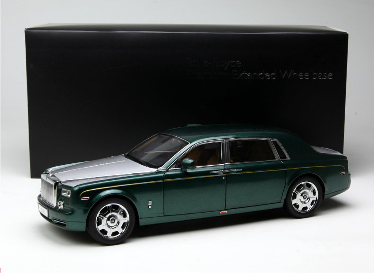 1/18 Kyosho Rolls-Royce Phantom EWB (Green w/ Silver Hood) Diecast Car Model