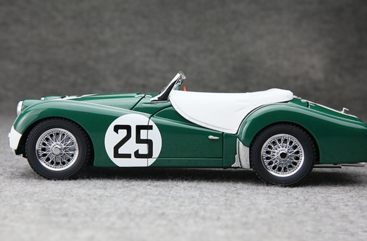 1/18 Kyosho 1959 Triumph TR3S LM #25 Green White Diecast White Green 08033A 