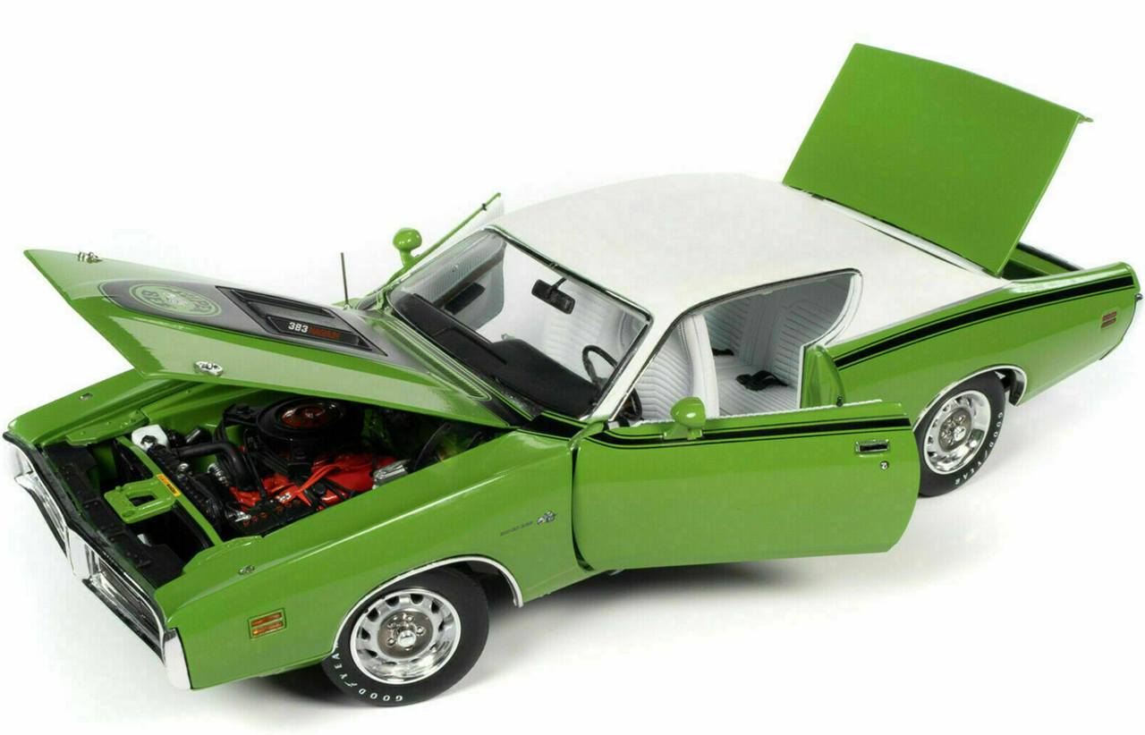 1/18 Auto world 1971 Dodge Charger Super Bee (FJ6 Green Go) Diecast Car Model