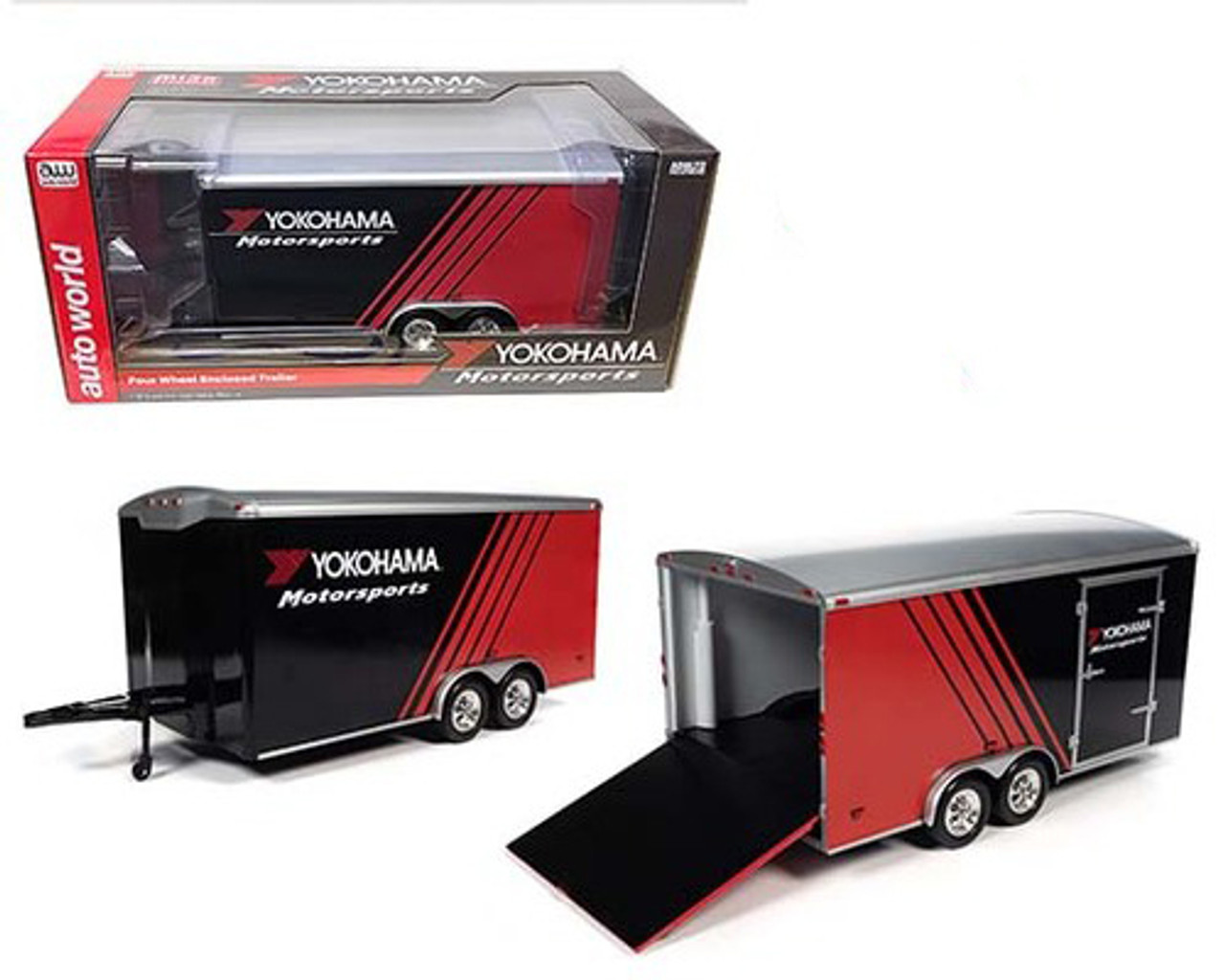 1/18 Auto World Yokohama Motorsports Enclosed Trailer Car Model