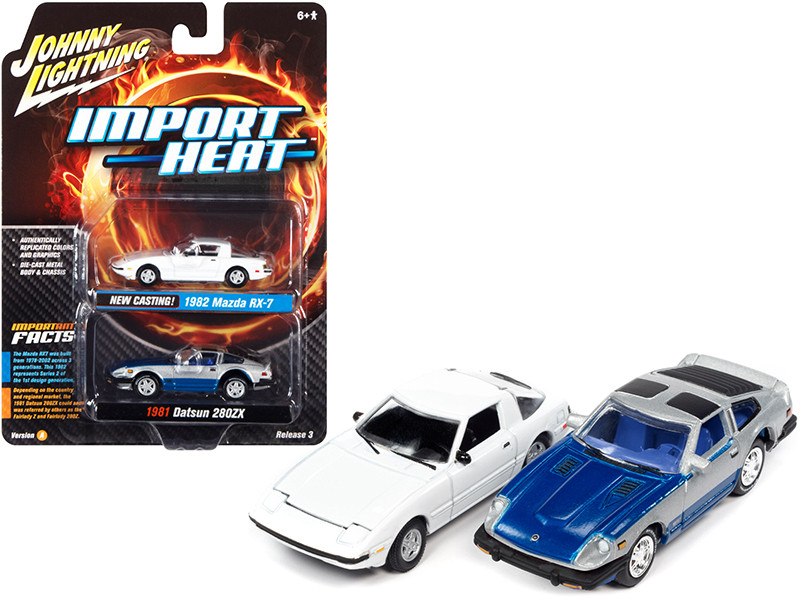 1/64 Johnny Lightning 1982 Mazda RX-7 White and 1981 Datsun 280ZX