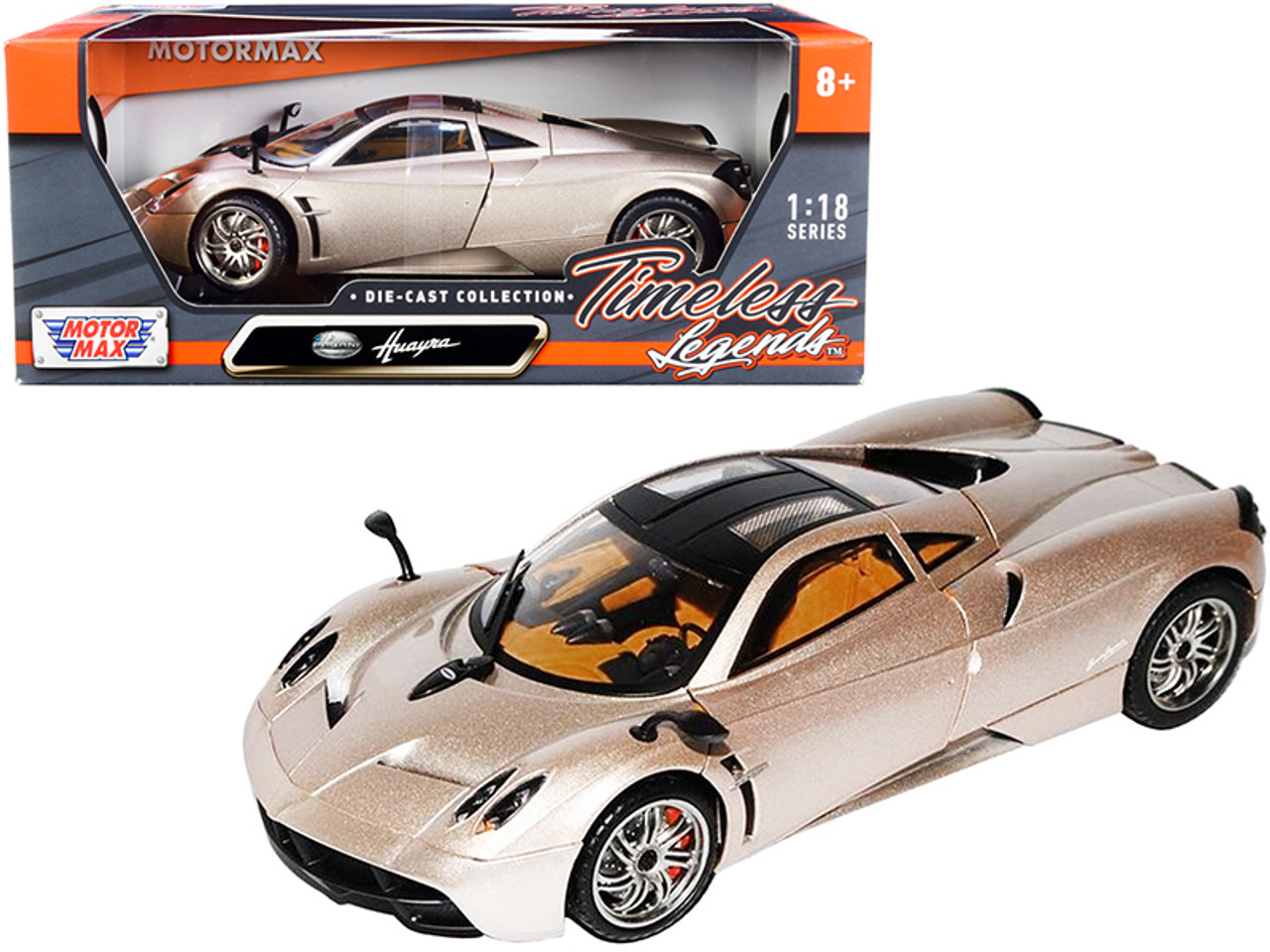 Pagani Huayra Gold Metallic with Black Top 1/18 Diecast Model Car by  Motormax