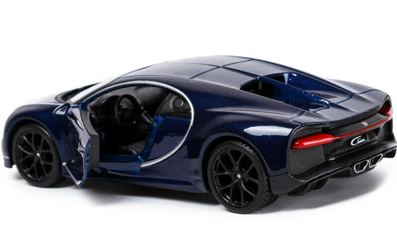 1/32 Bburago Bugatti Chiron (Blue) with Plastic Showcase Car Model