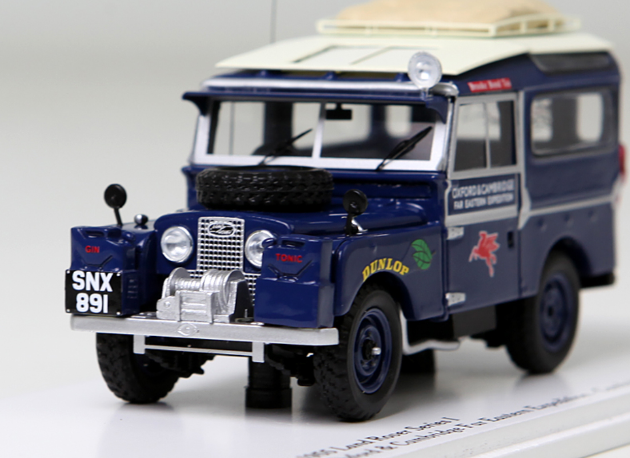 1/43 TSM 1955 Land Rover Series I Defender 90 Oxford & Cambridge For Eastern Expedition (Cambridge Blue) Enclosed Diecast Car Model